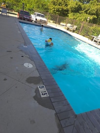 Pool was clean. Steps on both sides my family really liked this