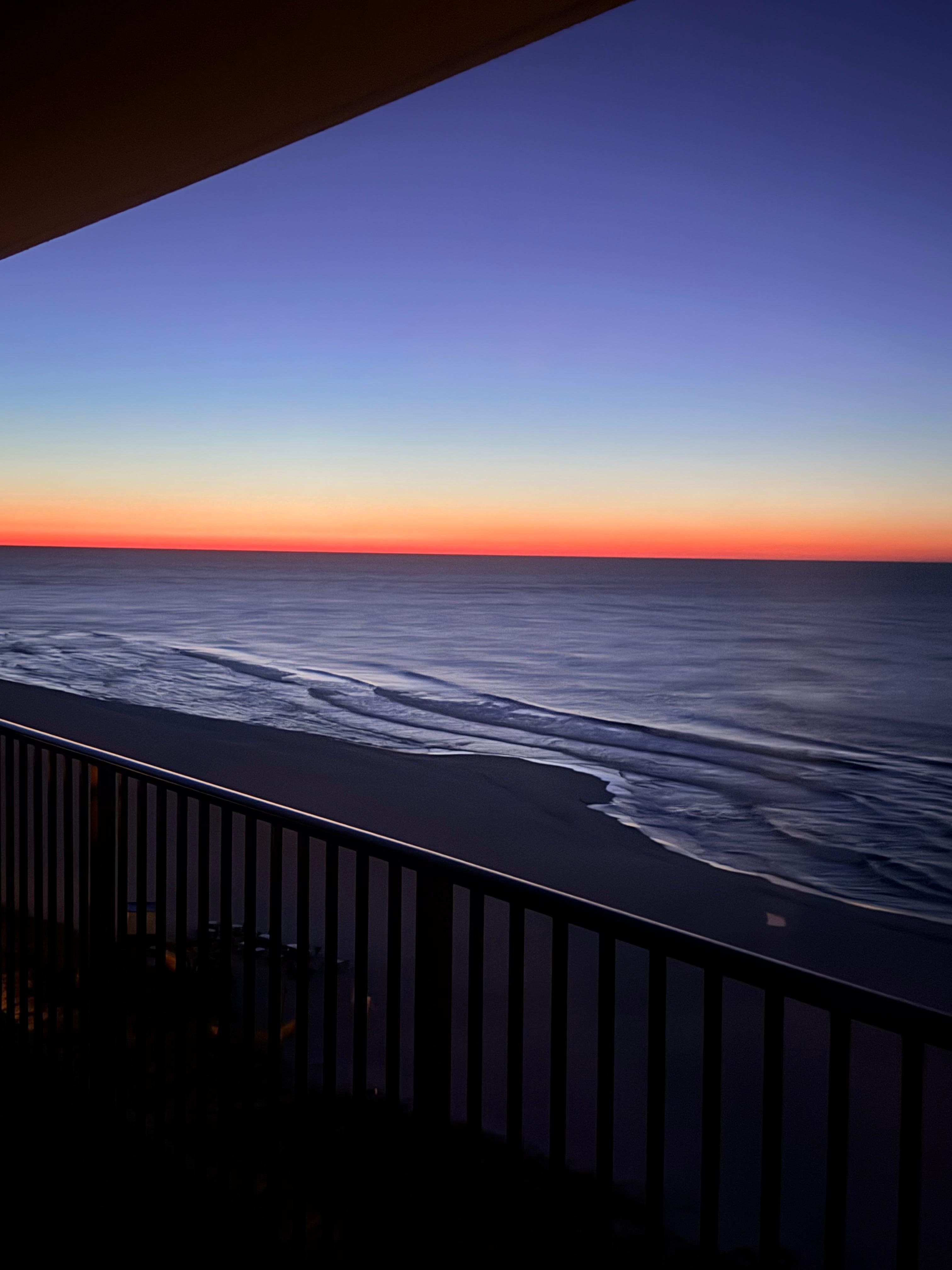 Pictures of the sunrise from the deck and the bedroom