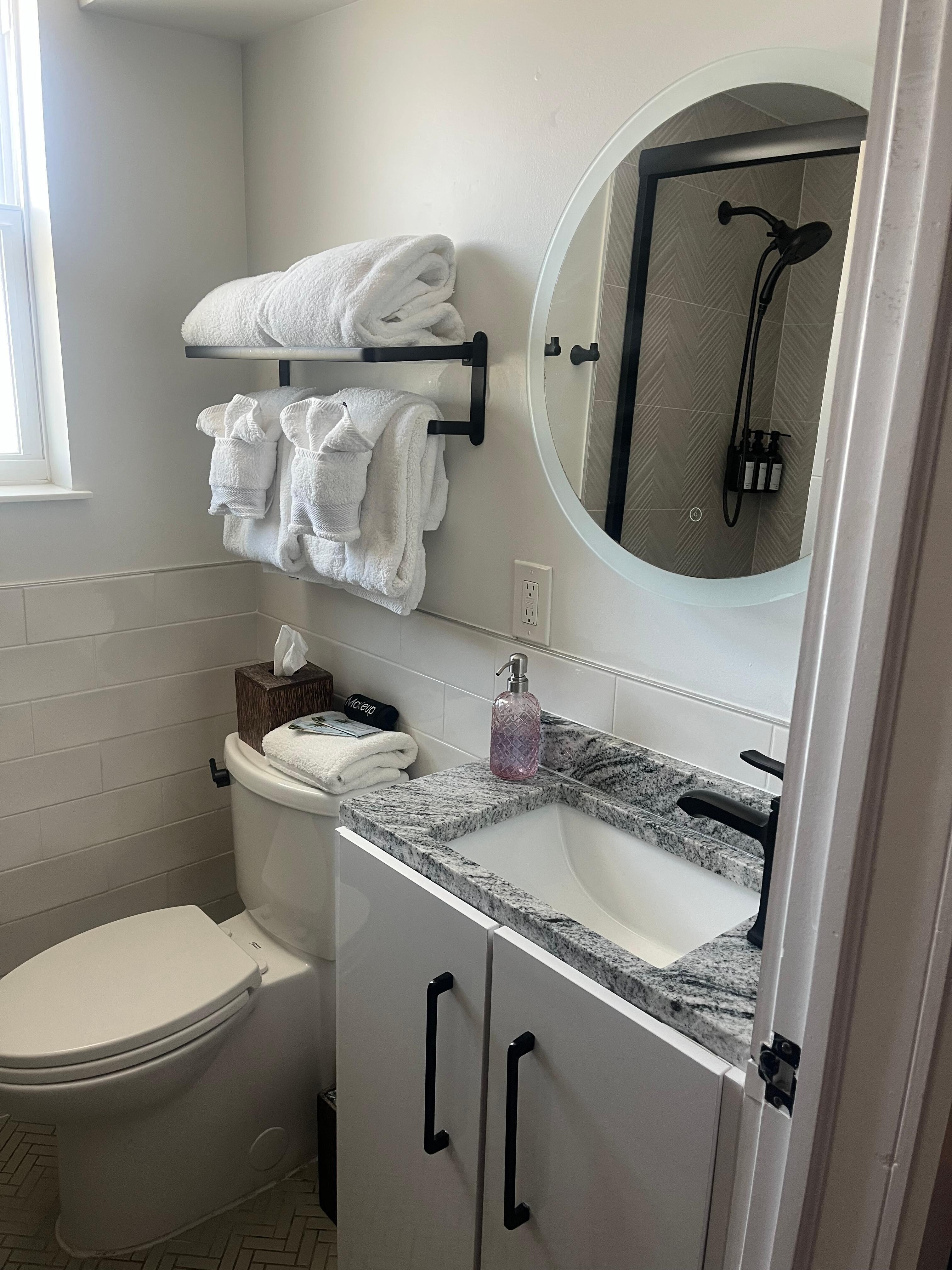 Bathroom was tiny but it worked. Plus it was clean!