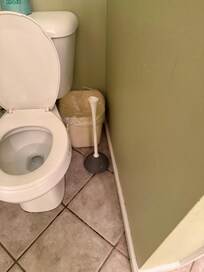 The plunger the front desk staff gave us to fix toilet that was clogged when we arrived