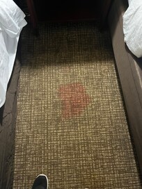 Stains on the carpet in addition to being filthy.