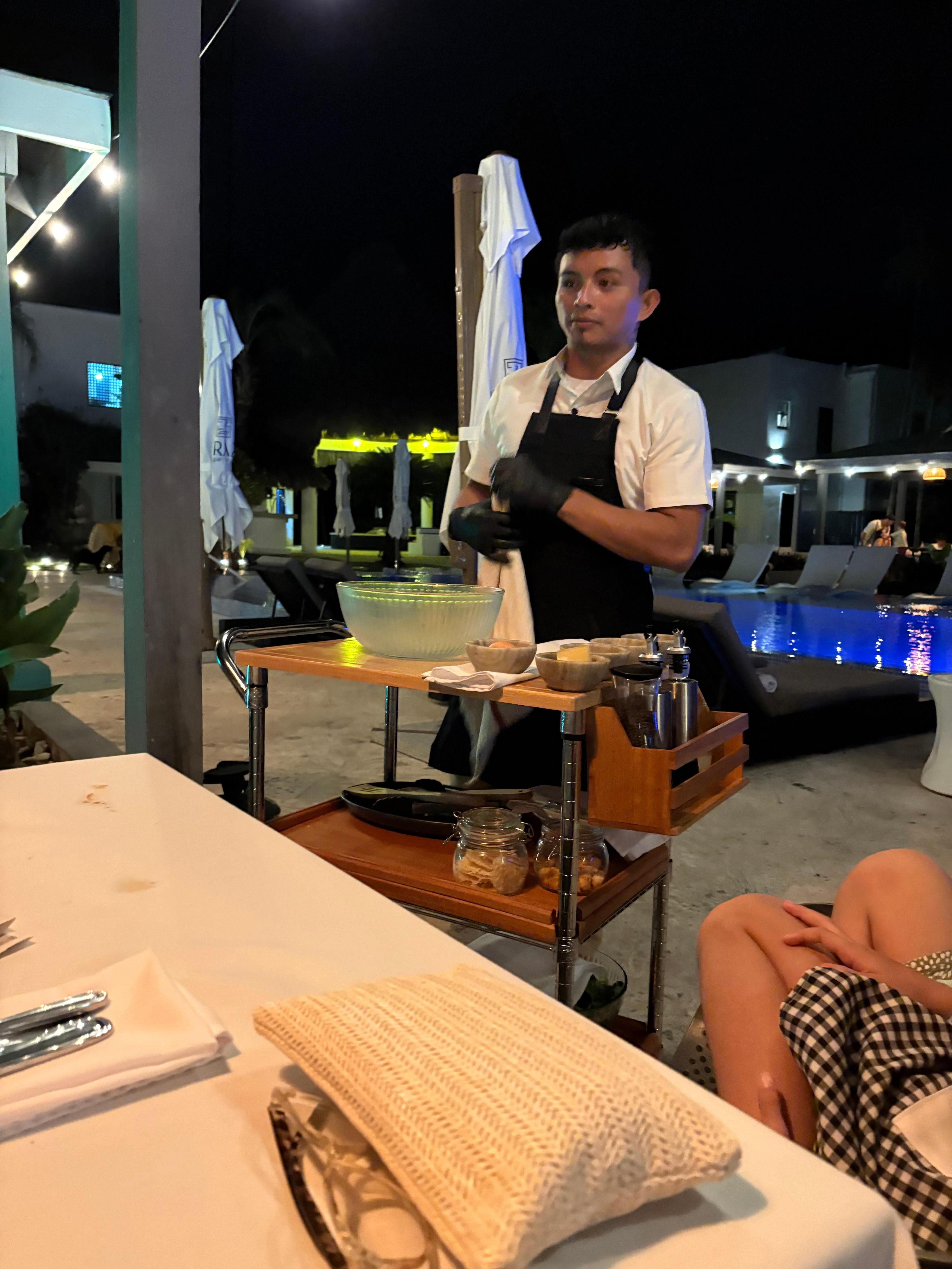 Edgar was very personable and he made us a delicious Cesar salad. 