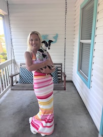 Pre dinner! Lots of pet friendly restaurants! Our girl loved sunbathing on the patio!