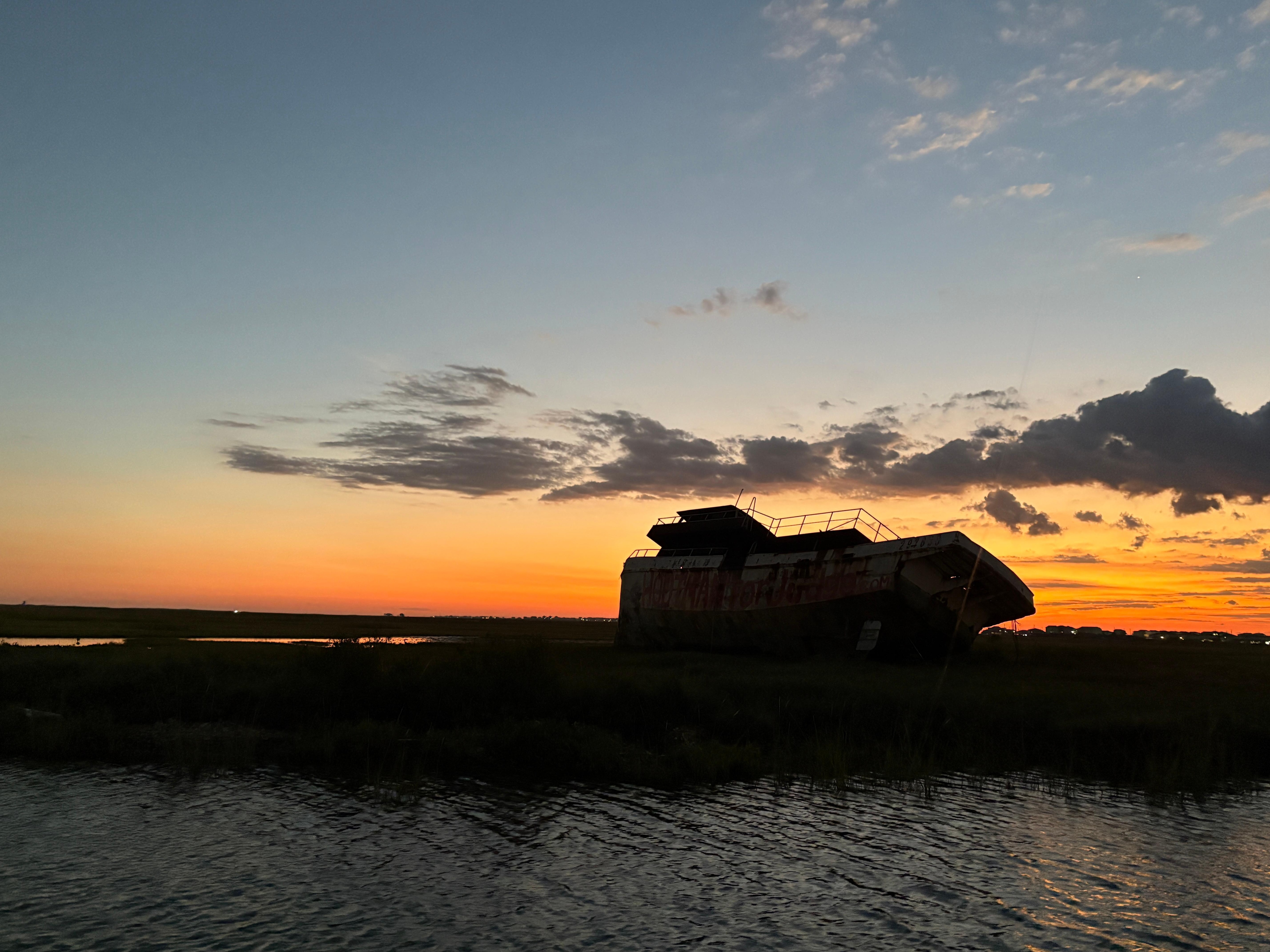 Shipwreck at the canal entrance.
