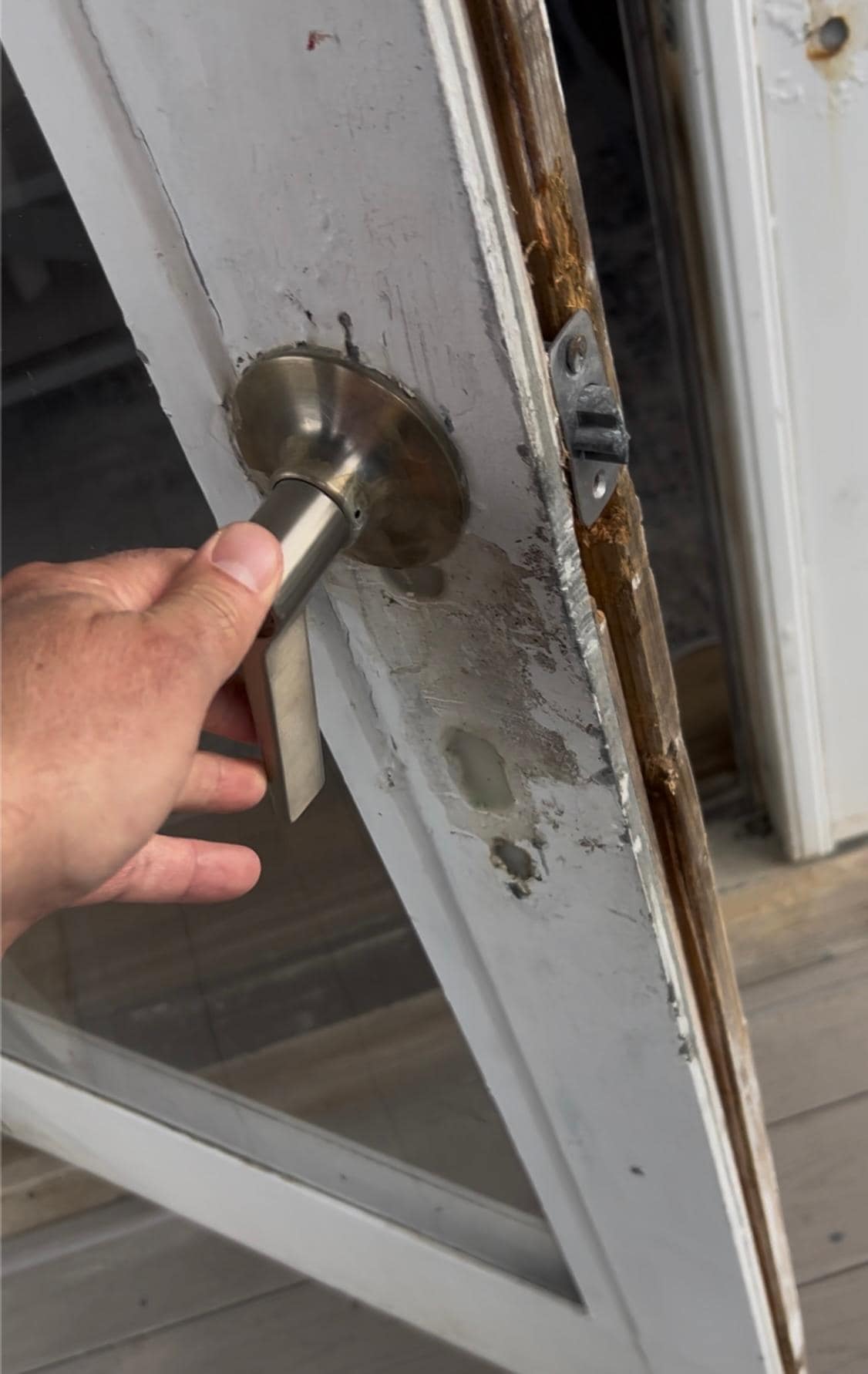 Patio door locked guests outside