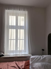 No proper curtains in the bedroom!