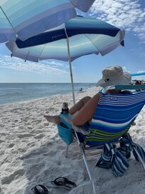 Beach chairs and umbrellas are furnished. Great amenity!