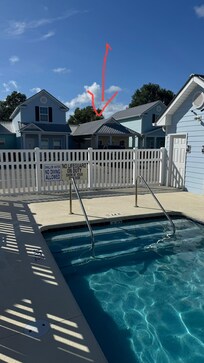 Right in front of the pool