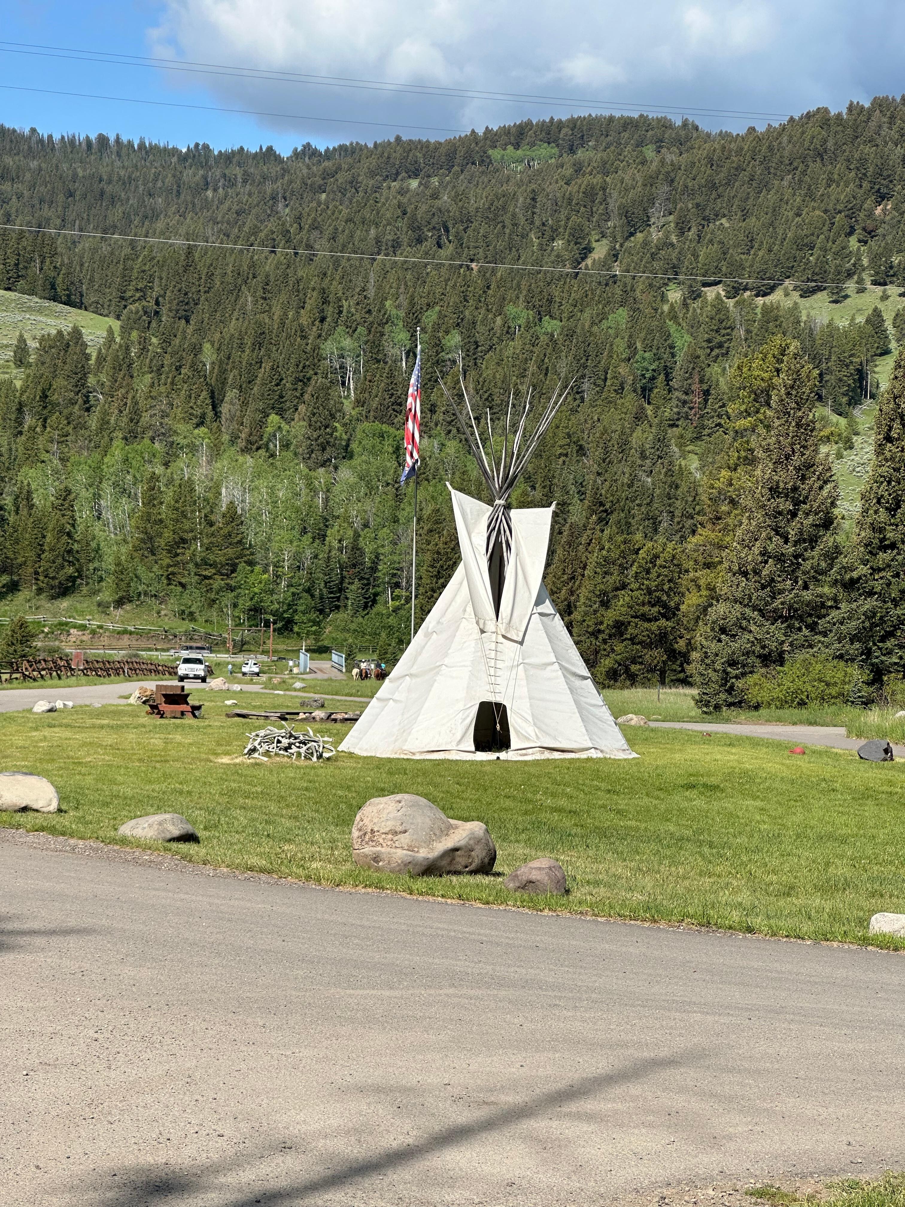 The tipi at the front entrance. The view is absolutely stunning.