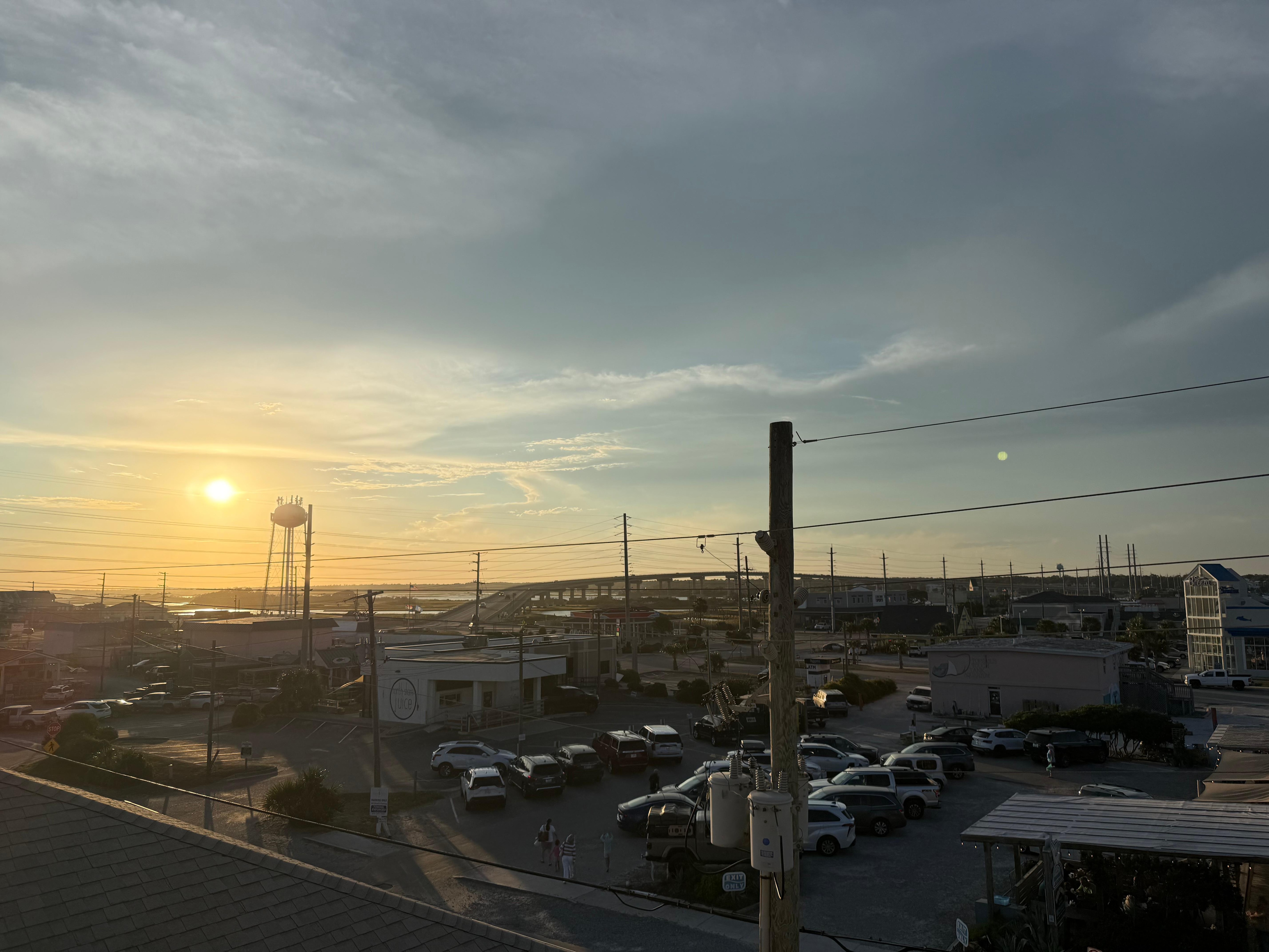 View from top floor bedroom balcony facing the sound. 