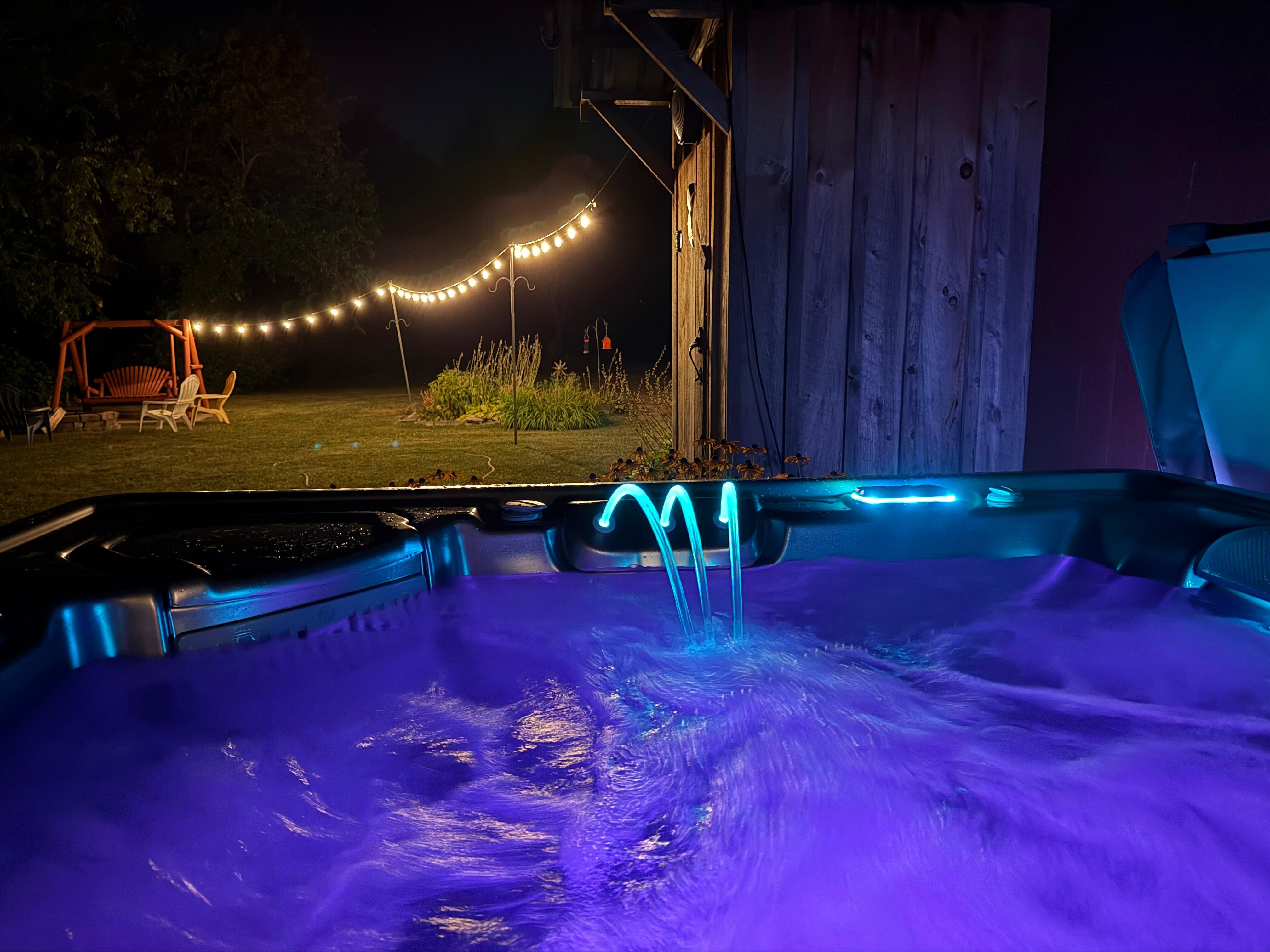Views in hot tub at night 