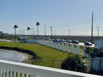 View from balcony of Spring Break traffic headed into Port A.