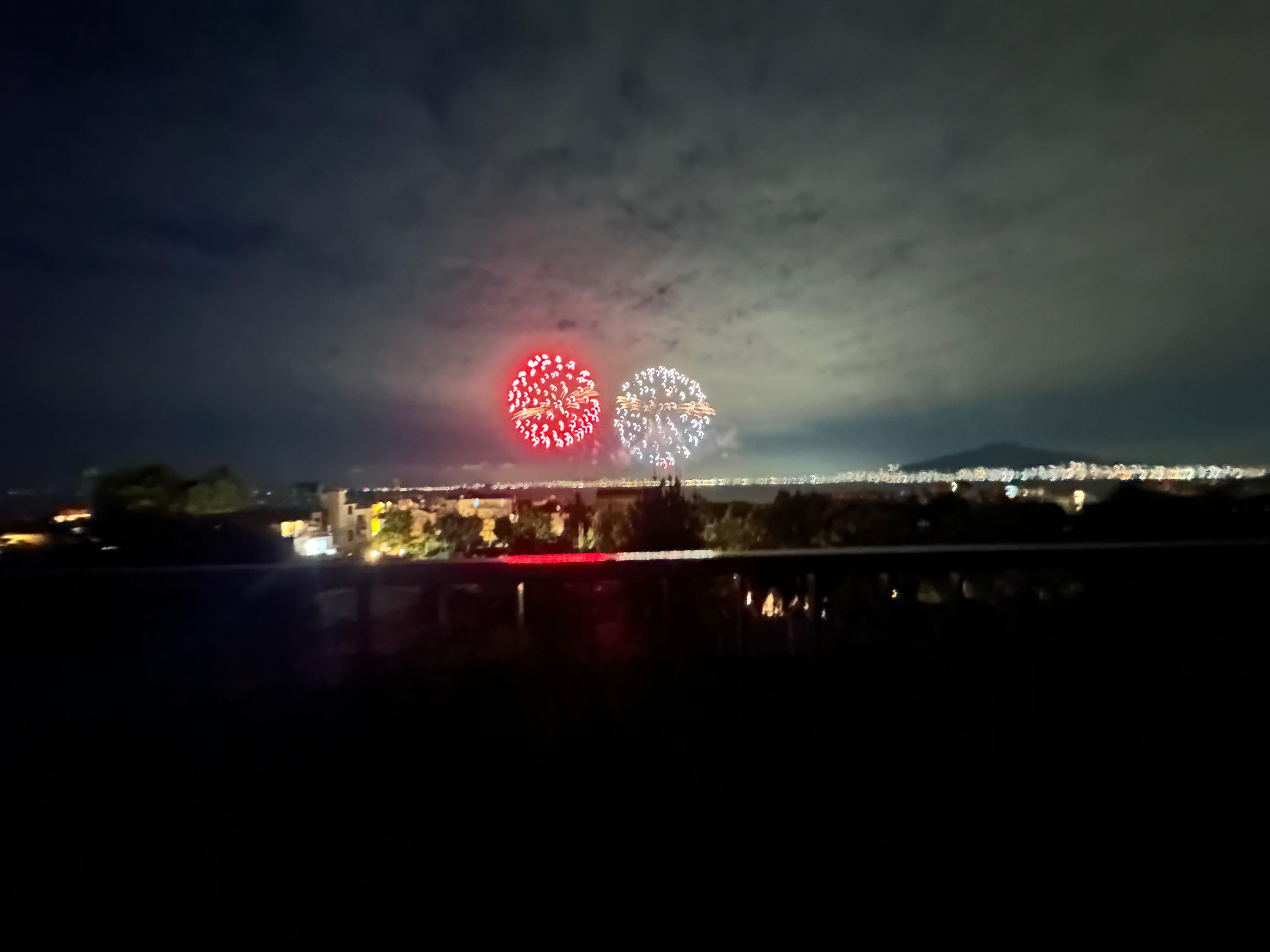 Fireworks over the Gulf of Napoli the night we arrived 