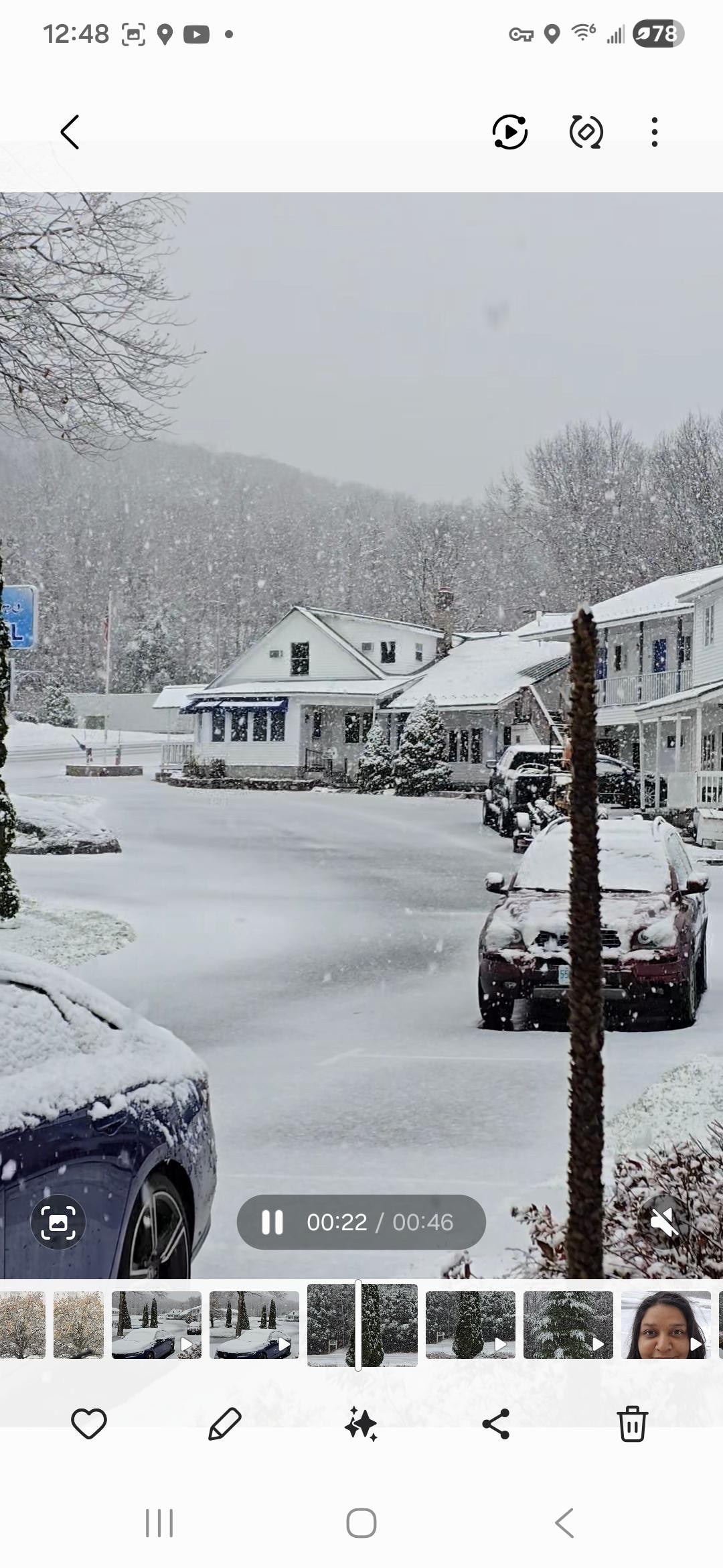The magical view of snowing right from the room