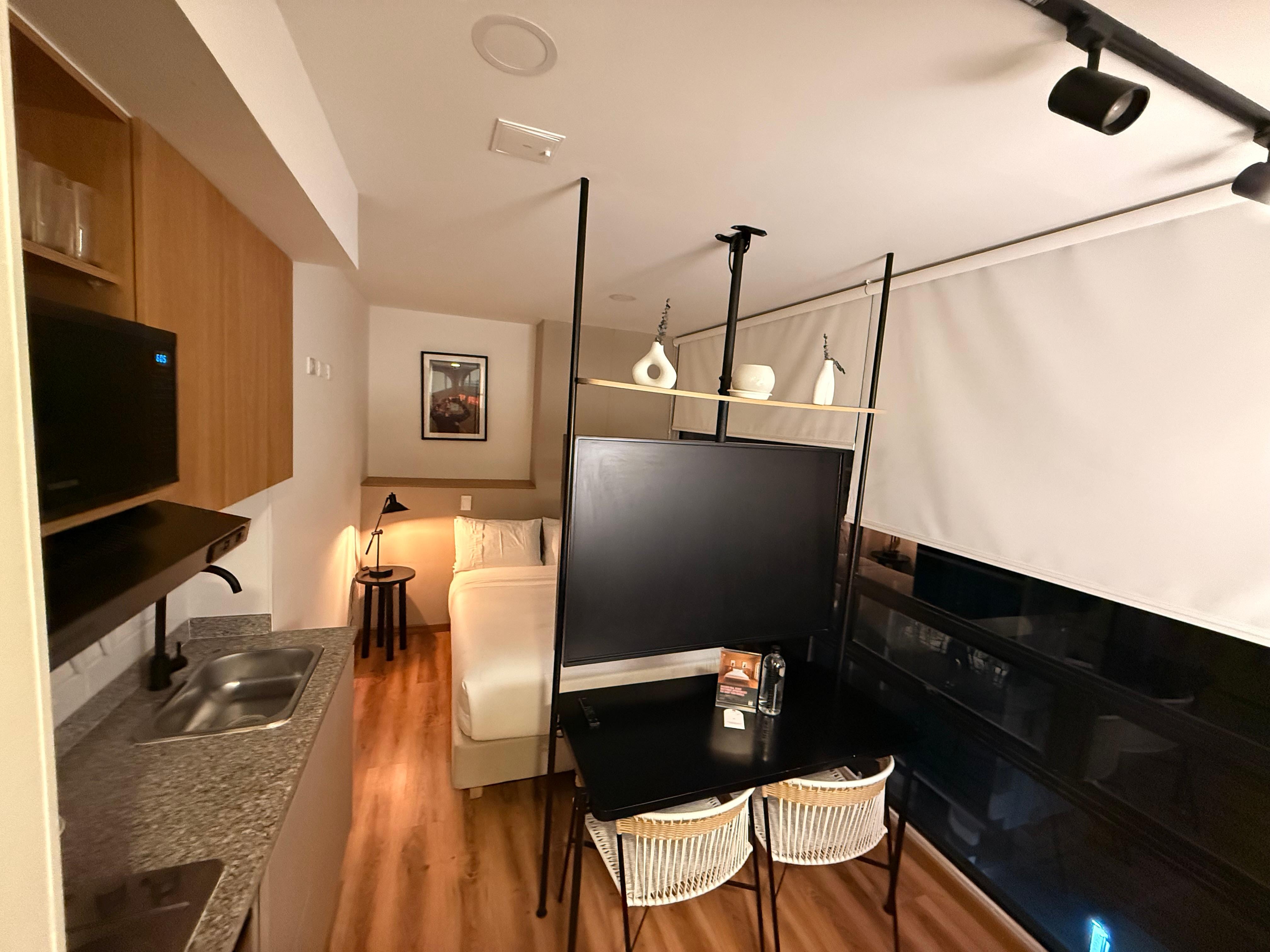 Kitchen, desk, bed. Everything a digital nomad needs!