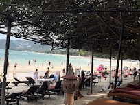 The front of the beach by the hotel