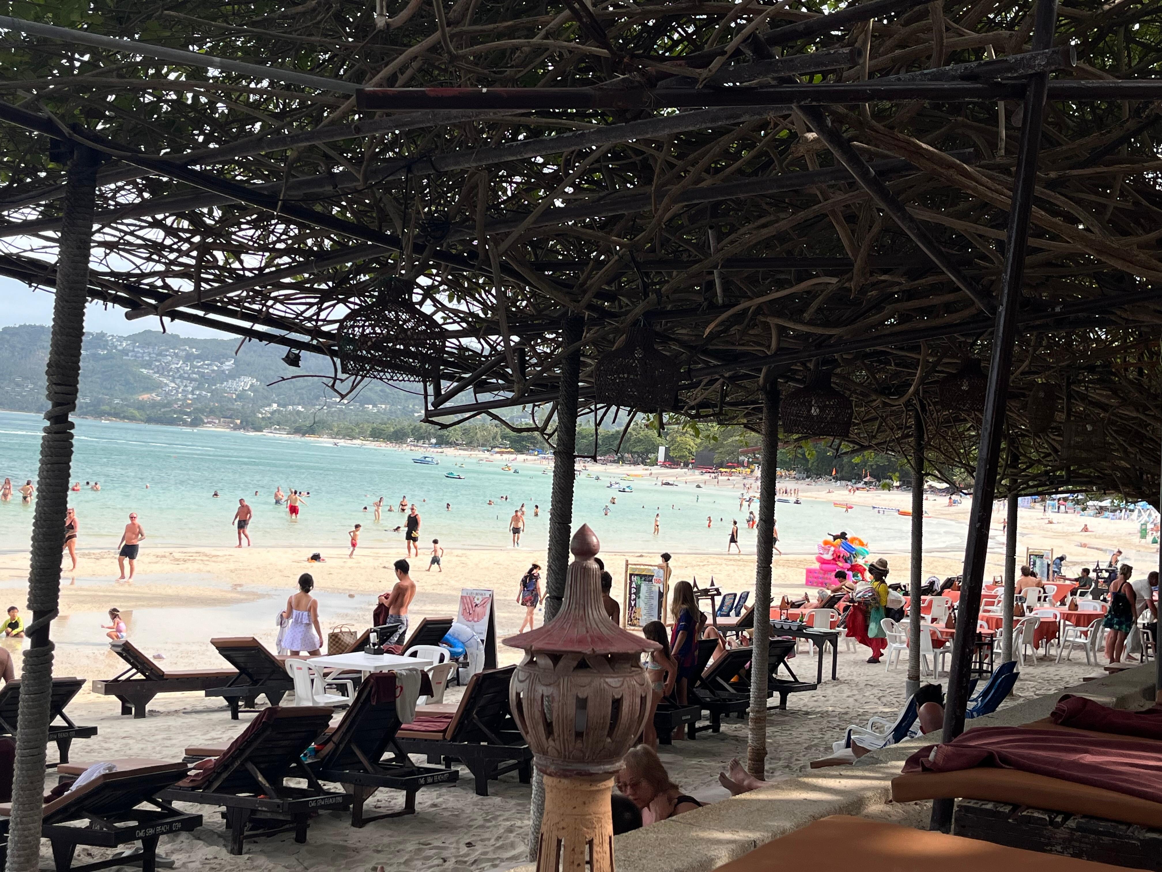 The front of the beach by the hotel
