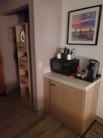 Water and beverage area refrigerator in bottom cabinet