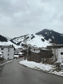 Walking down the hill to town center.