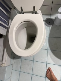 Toilet seat was loose and old.