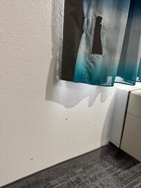Curtain was torn and halfway coming down