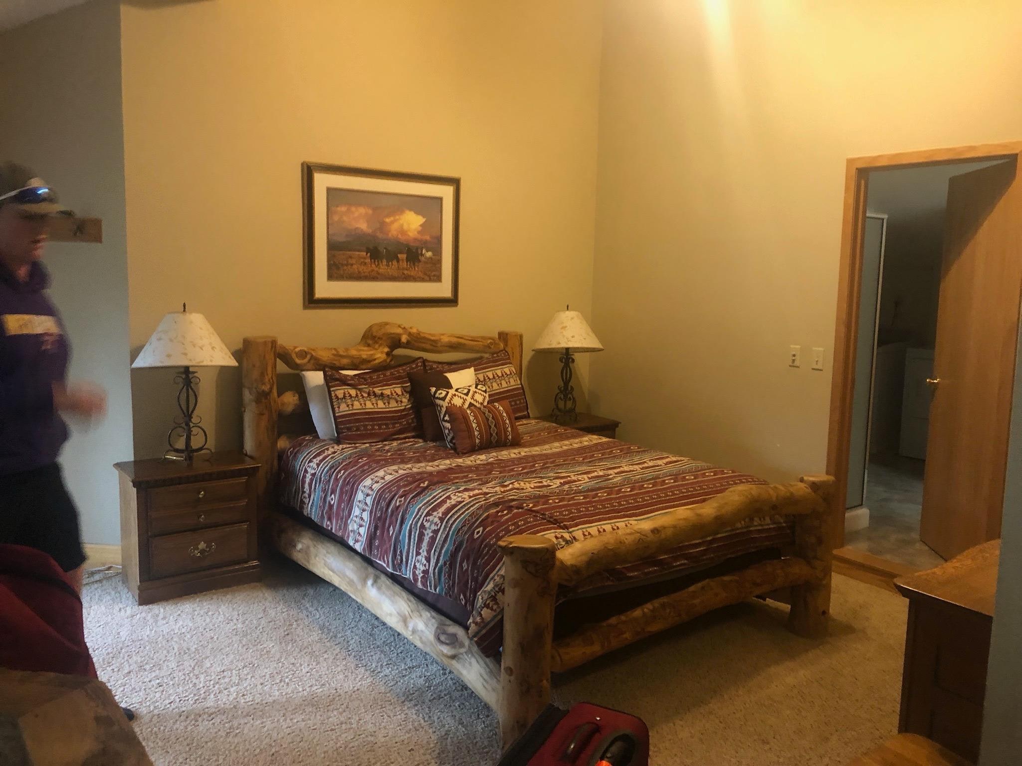 Loft bedroom and bathroom complete with washer/dryer and shower. 
