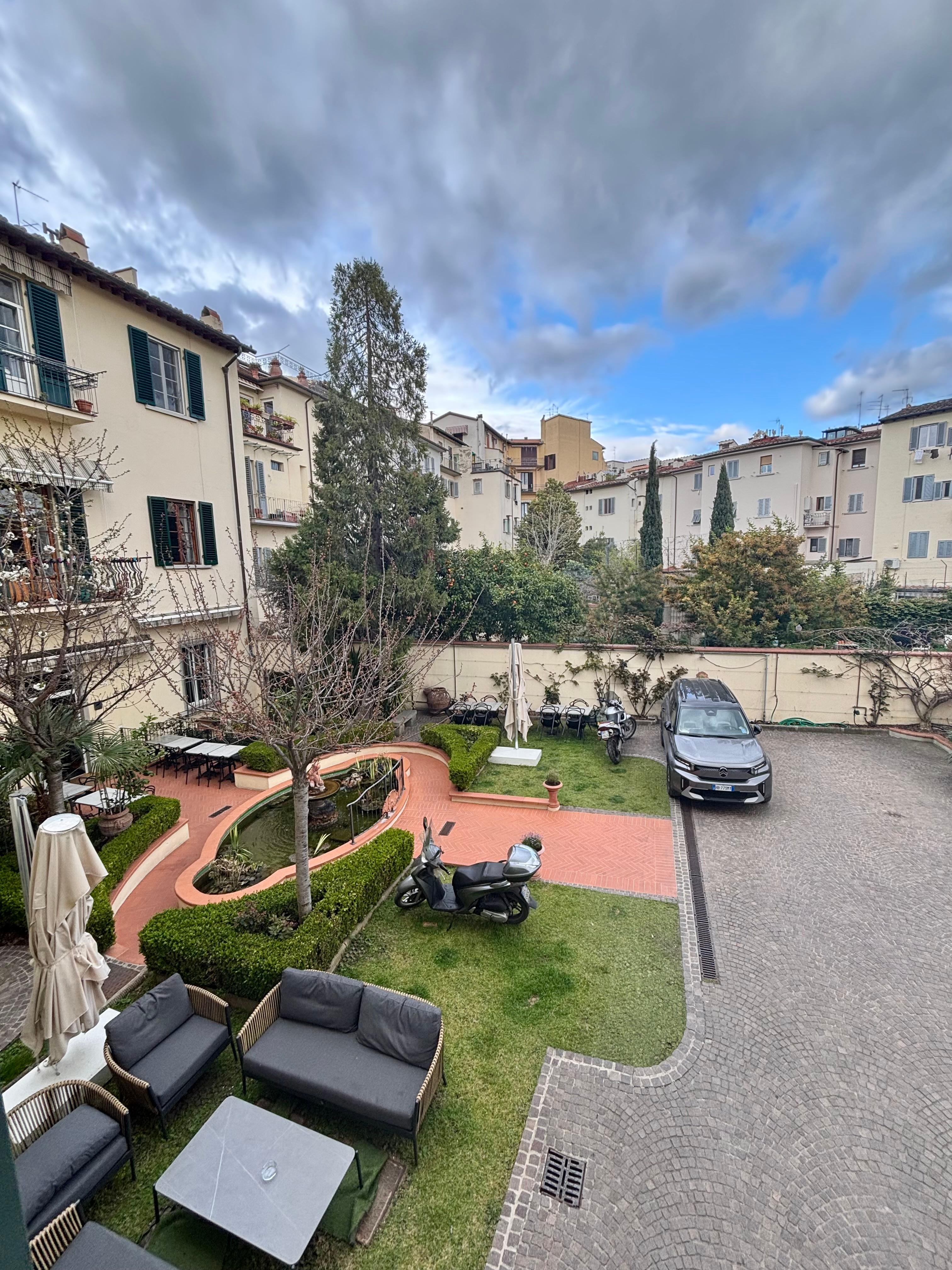 The inner courtyard view with breakfast terrace