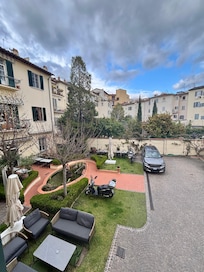 The inner courtyard view with breakfast terrace